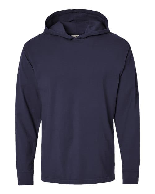 Unisex Garment-Dyed Jersey Hooded Long Sleeve T-Shirt