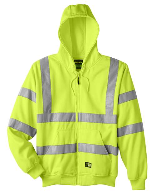 Men's Berne Hi-Vis Class 3 Lined Hooded Sweatshirt